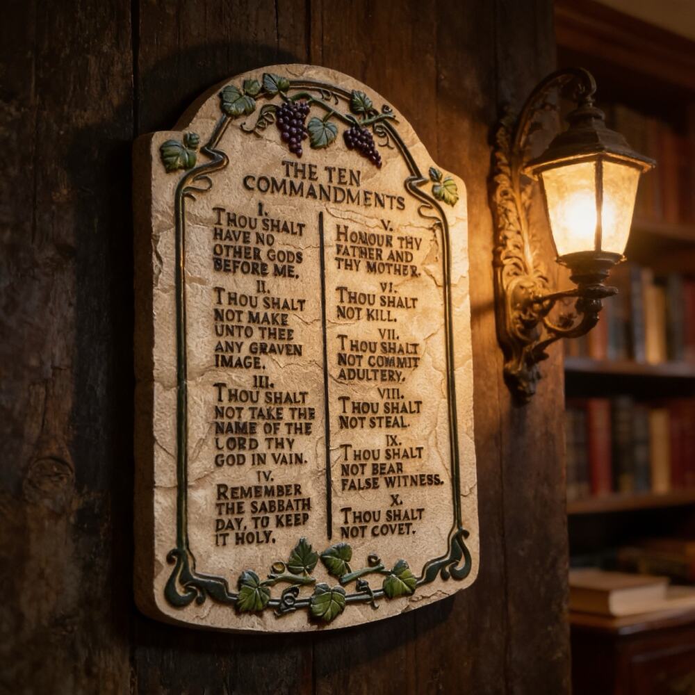 Faux Stone Ten Commandments Wall Art